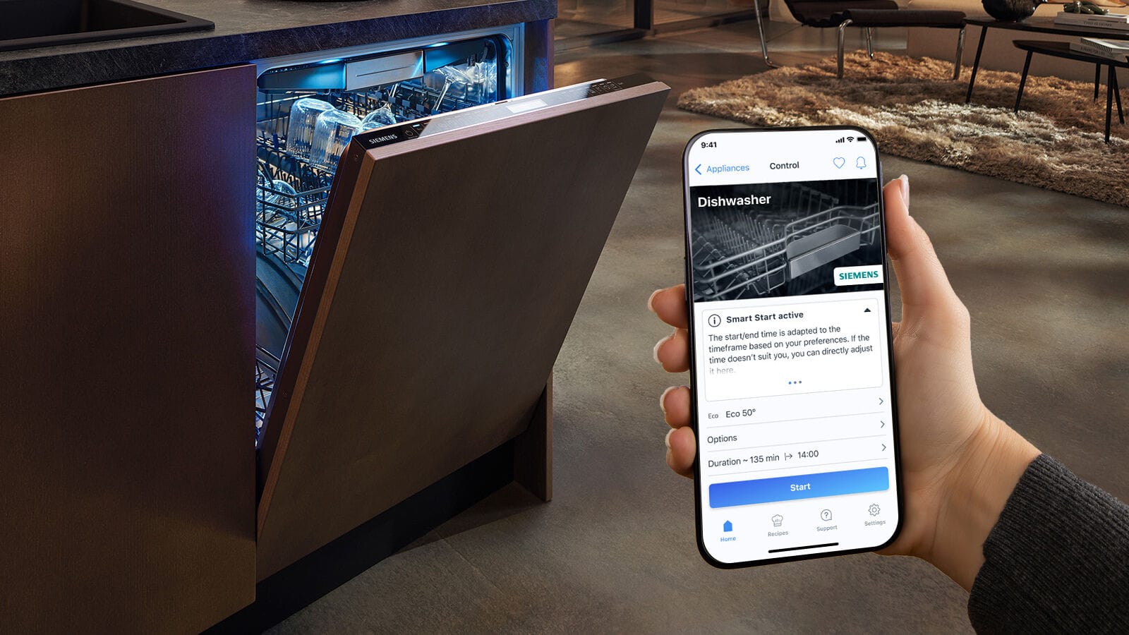 Siemens Kitchen Dishwasher Phone Screen Smart Start 16 9